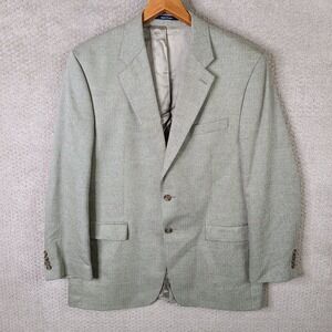 Vintage Chaps Ralph Lauren Jacket Men 44L Beige Herringbone Blazer Silk Wool Bld